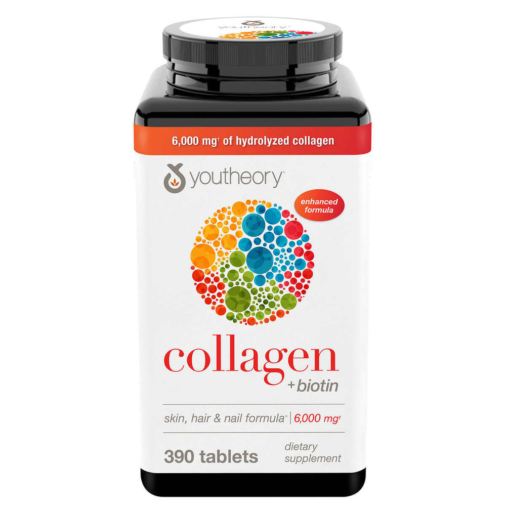 Youtheory Collagen Plus Biotin, 390 Tablets DLC : 04/2027