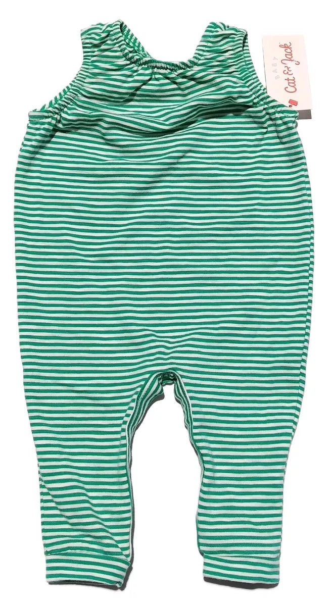 Baby Striped Slub Jersey Romper - Cat & Jack Green 0-3M