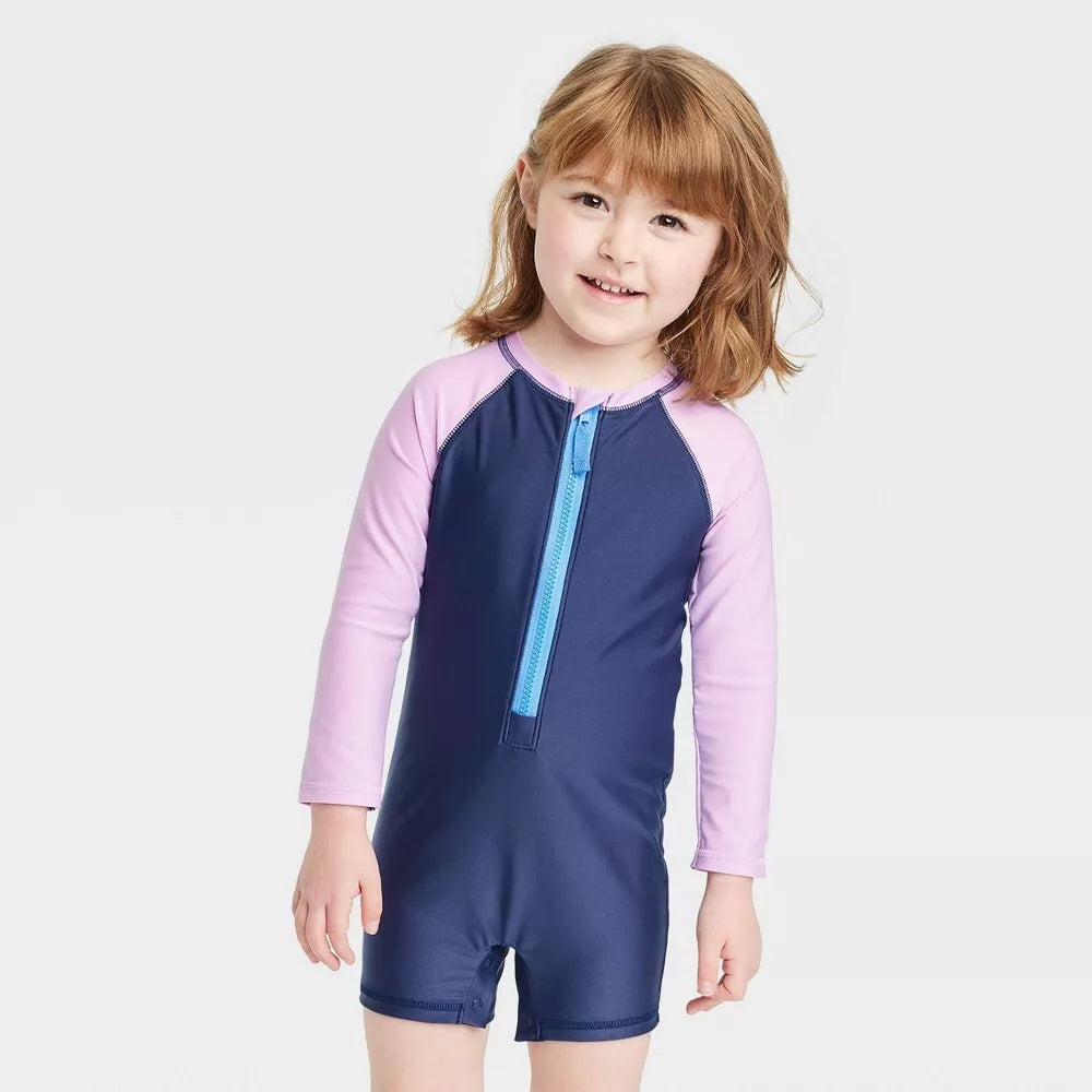 Toddler Colorblock One Piece Swimsuit - Cat & Jack Blue 3T