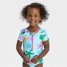 Toddler Girls' Seashell One Piece Swimsuit - Cat & Jack Blue 5T