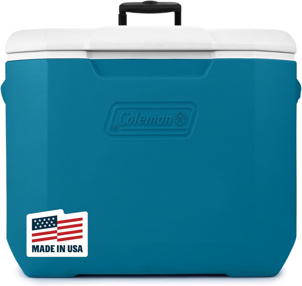 Glacière portable Coleman Chiller 60 pintes avec roulettes – Glacière rigide isolée pour camping, fêtes d'avant-match et plage – Rétention de glace, roulettes et poignée robustes
