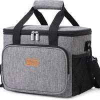 Lifewit 24-Can Grand sac de déjeuner isolé 15 L Soft Cooler Tote pour hommes et femmes, gris