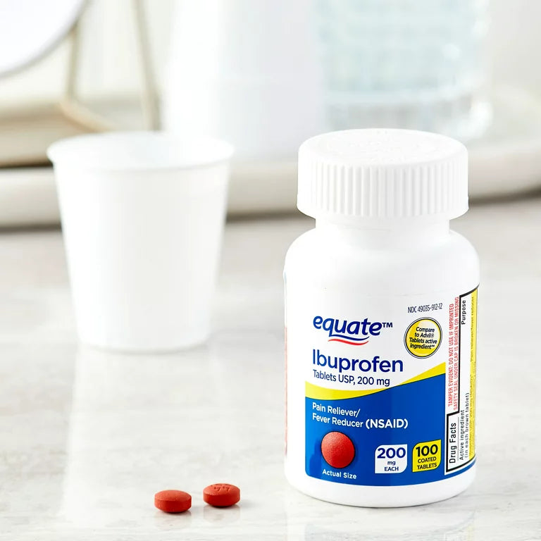 Equate Ibuprofen Pain Reliever/Fever Reducer Coated Tablets, 200mg, 100 Count