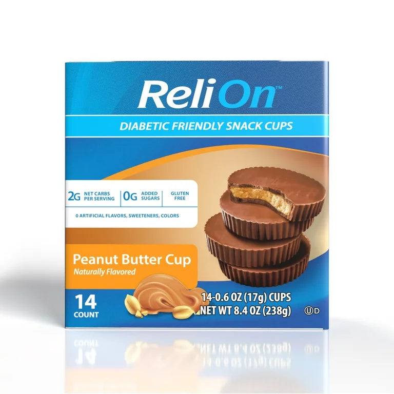 ReliOn Diabetic Friendly Snack Cup, Peanut Butter Cup, 14 Count
