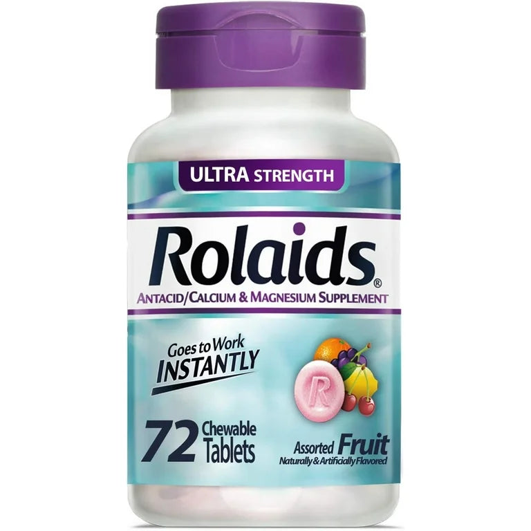 Rolaids Ultra Strength Heartburn Relief Antacid, 72 Chewable Tablets, Assorted Fruit Flavor