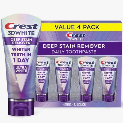 Crest 3DWhite Brilliance Deep Stain Remover Toothpaste 4 pk