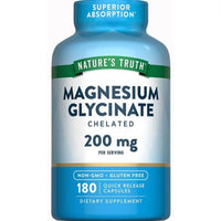 Nature's Truth  Magnésium Glycinate Chelated Superior  absorption 200 mg 180 capsules à libération rapide
