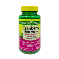 Spring Valley Cranberry 500mg plus Vitamin C 200mg Dietary Supplement 60 Softgels DLC: 11/26