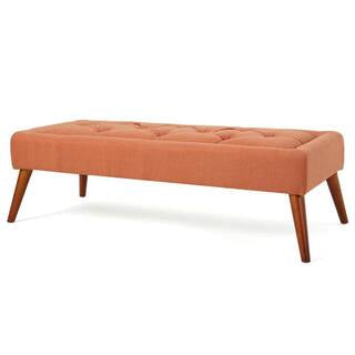 Accent Orange and Light Brown Polyester Rectangle Accent Ottoman