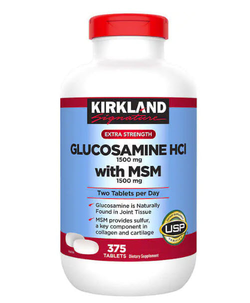 Kirkland Glucosamine HCL 1500 mg avec MSM 1500 mg 375 Comprimés