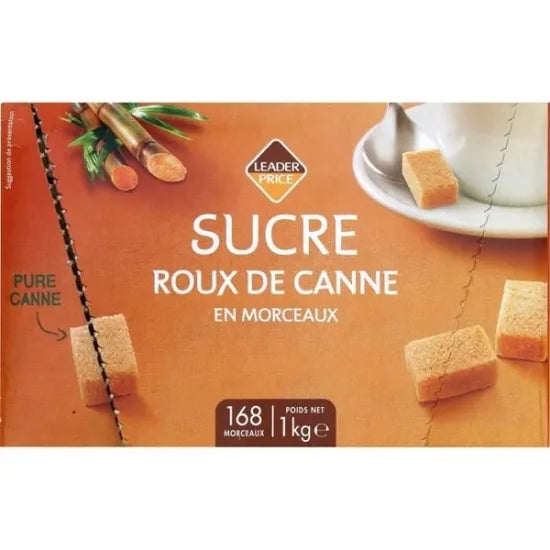 Sucre roux de canne en morceaux 1kg Leader Price