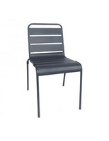 
              CHAISE DE TERRASSE À LATTES EN ACIER GRIS BOLERO (LOT DE 4)
            