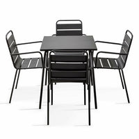 
              CHAISE DE TERRASSE À LATTES EN ACIER GRIS BOLERO (LOT DE 4)
            