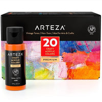 
              Arteza Acrylic Craft Paint Art Supply Set, bouteilles de 60 ml, couleurs vintage - Paquet de 20
            