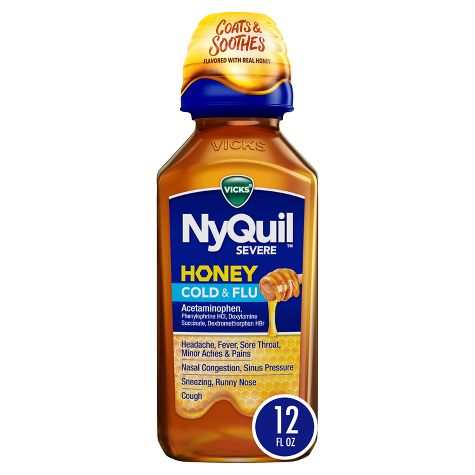 Vicks NyQuil Severe Cold & Flu Honey 354mL DLC: NOV24