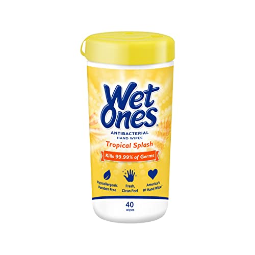 WET ONES Antibacterial Hand Wipes, Tropical Splash 40wipes
