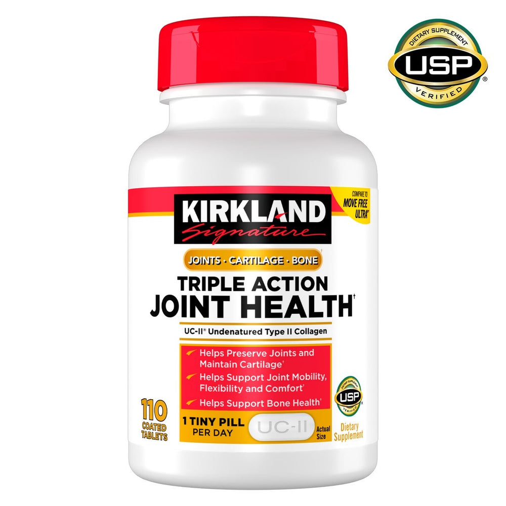 Kirkland Signature Triple Action Joint Health - 110 Une petite pilule par jour DLC: 02/28