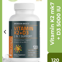 Vitamin K2 mk7 + D3 5000 IU - 120 Tablets DLC: 05/2026