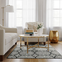 4'X5'6" Washable Medallion Tufted And Hooked Accent Rug Gray - Threshold™: Skid-(1.2 m x 1.6 m)