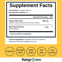 
              Maca Root Capsules 10,000mg + Korean Panax Ginseng 1,400mg - 20x Concentrated Extract Black + Red + Yellow Maca Root, 10x Concentrated Extract Panax Ginseng Capsules - Ultra Potent & Highly Purified DLC:03/2028
            