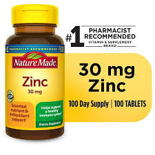Nature Made Zinc 30 mg Tablets 100 Count-DLC: OCT/2027