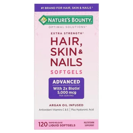 Nature's Bounty Extra Strength Hair, Skin & Nails Softgels 5,000 mcg, 120 Ct-DLC:09/2026