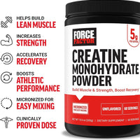 Créatine Monohydrate, Poudre de Créatine pour le Gain Musculaire, Plus de Force et une Récupération d'Entraînement Plus Rapide, Créatine Micronisée Cliniquement Étudiée, Dose de 5 g par Portion, Sans Saveur, 60 Portions-DL:08/2026