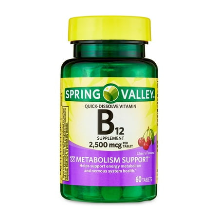 Spring Valley Vitamin B12 Quick-Dissolve Tablets 2 500 Mcg-DLC: 08/2026
