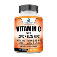 Vitamin C 2000mg, Zinc 40mg, and Rose HIPS 50mg Per Serving – Vegan, Gluten Free, Non-GMO, 120 Capsules, 60 Servings-DLC:07/2027