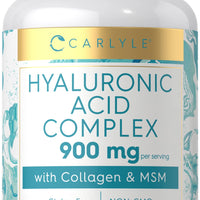 Carlyle Hyaluronic Acid Complex 900 mg | with Collagen and MSM | 90 Capsules | Non-GMO, Gluten Free-DLC:04/2027