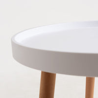 
              Round Tray Table 50 cm, Bedroom Balcony Coffee Table Sofa End Table – White, Pink, Blue Plastic Top, Beech Wood Legs Original Table (Size: 50 x 50 x 35 cm)
            