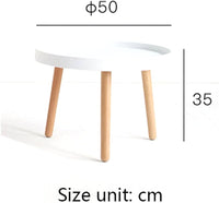 
              Round Tray Table 50 cm, Bedroom Balcony Coffee Table Sofa End Table – White, Pink, Blue Plastic Top, Beech Wood Legs Original Table (Size: 50 x 50 x 35 cm)
            