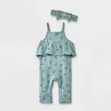 Grayson Mini Baby Palm Top & Bottom Set - Turquoise Green 6-9M (Please be advised that sets may be missing pieces or otherwise incomplete.)