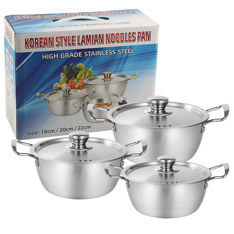 Korean coréen en acier inoxydable cuisinière à induction instantanée cuisson petit pot de soupe bouillante aux nouilles (Size 22cm/ 20cm/ 18cm)