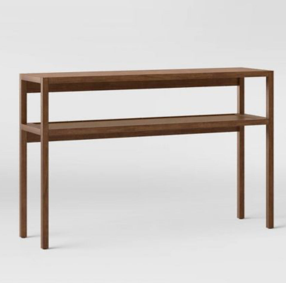 Warwick Narrow Console Table Natural - Threshold: Solid Wood, Rattan Shelf, Transitional Style  (L 1m x 10cm, La 30cm, H 77cm)