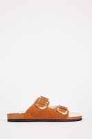 
              Loungeable Buckle Strap Slider with Faux Fur Lining
            