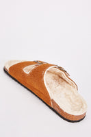 
              Loungeable Buckle Strap Slider with Faux Fur Lining
            
