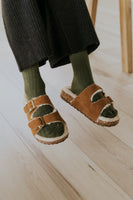 
              Loungeable Buckle Strap Slider with Faux Fur Lining
            