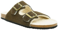 
              Loungeable Buckle Strap Slider with Faux Fur Lining
            