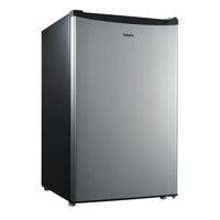 
              Galanz 4.3 Cu ft Single Door Mini Fridge, Stainless Steel Look, New, Width 19.12" inclu transfo
            