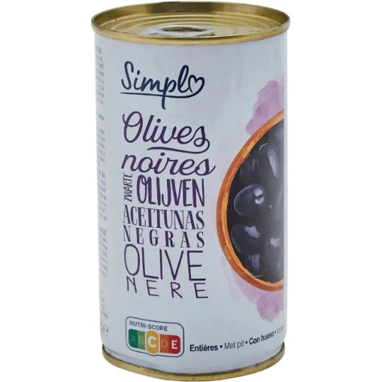 Olives noires entières SIMPL
200g net égoutté DLC: Sept25