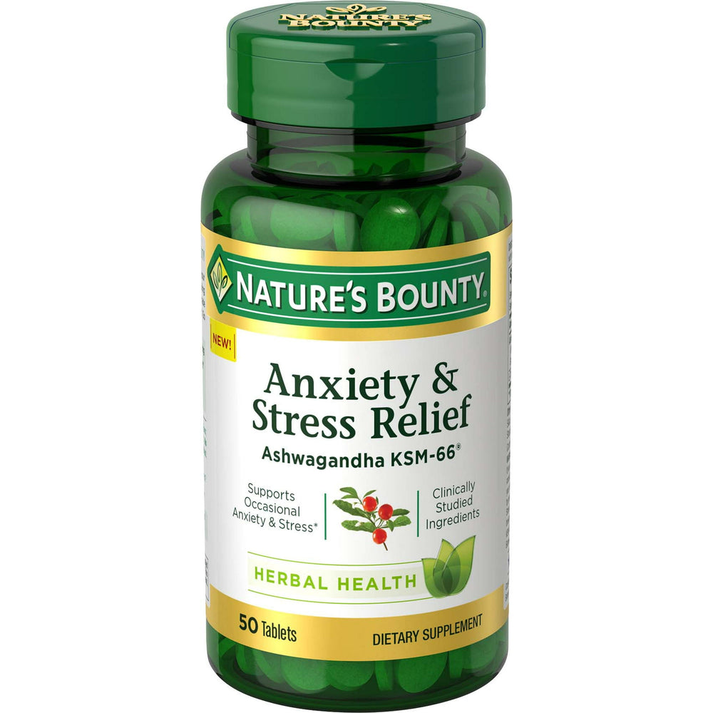 Nature’s Bounty Anxiety & Stress Relief  Supplement, Ashwagandha KSM 66  (50 Ct) DLC: Oct27