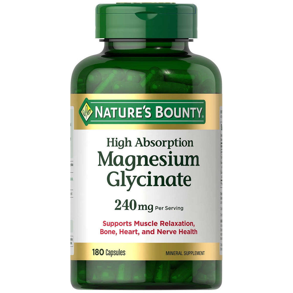 Nature's Bounty High Absorption Magnesium Glycinate, 240mg (180 Count)
