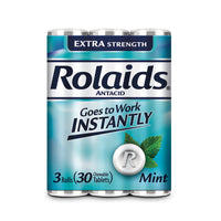 Rolaids Antiacide extra fort, 30 comprimés à croquer, soulagement des brûlures d'estomac à saveur de menthe, 3 x 10 comprimés