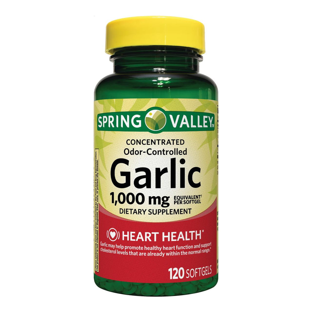 Spring Valley Odor-Controlled Garlic Softgels Dietary 1,000 mg, 120 Count
