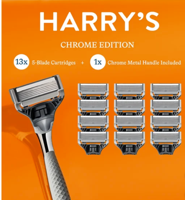 Harry's Chrome Edition Razor Set 13 Cartridges + 1 Handle