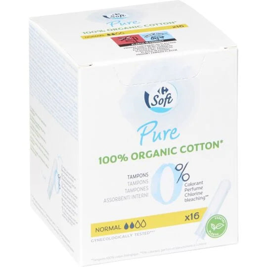 Tampons Pure Normal avec applicateur CARREFOUR SOFT 16pcs