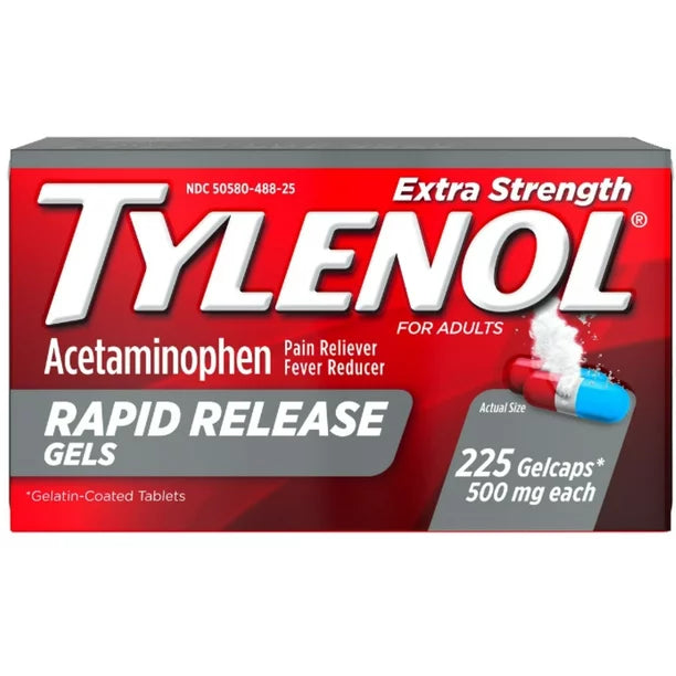 TYLENOL Acetaminophène Gelcaps à libération rapide 500 mg 225ct DLC: AOÛT24