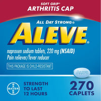 Aleve Caplets Soft Grip Arthritis Cap Naproxen Sodium Pain Reliever, 270 Count DLC: JUIN25