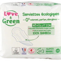 Love & Green Serviettes Hypoallergéniques Super 12 Serviettes
